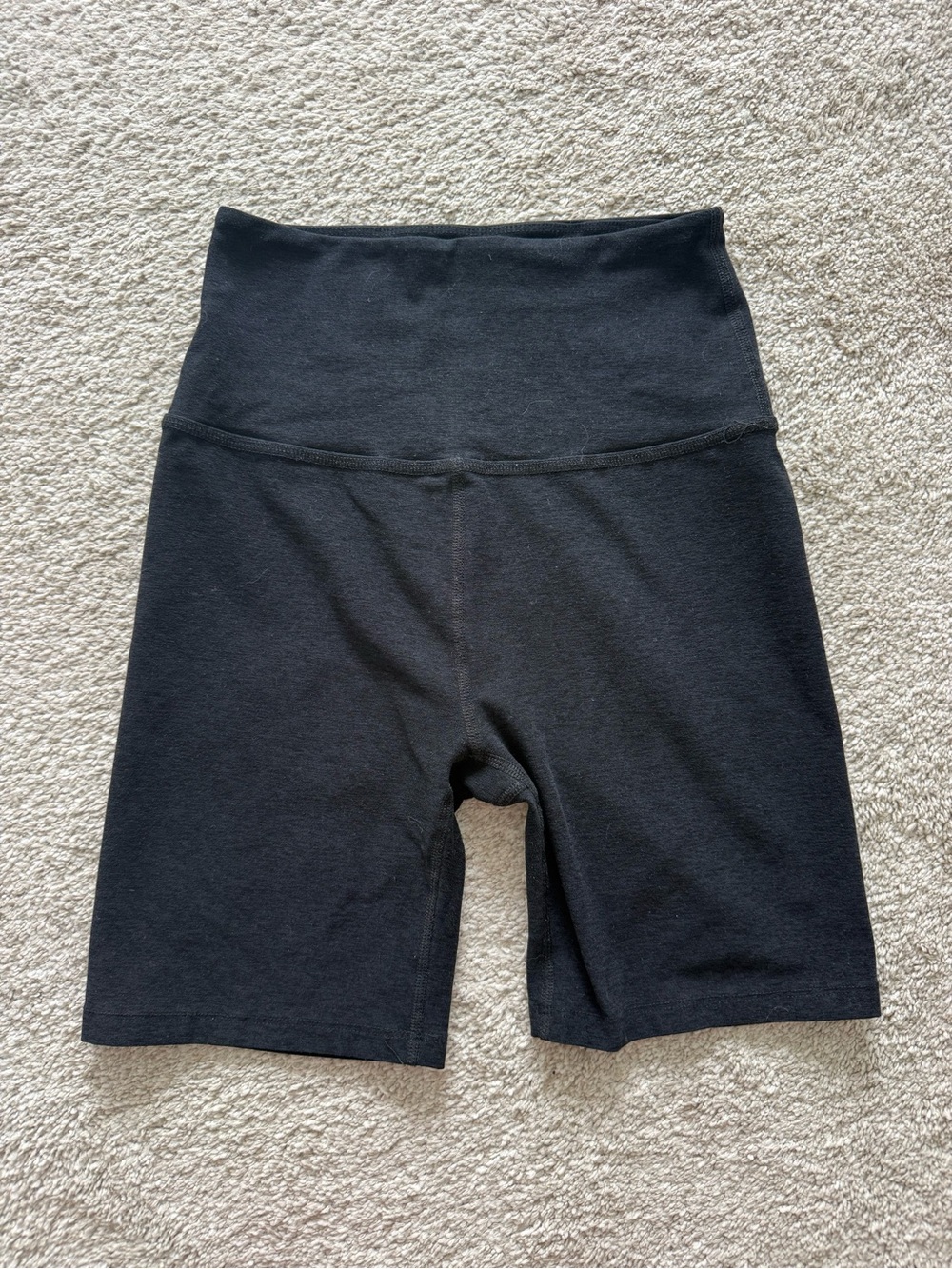 Women's Beyond Yoga High-Rise Black Bike Shorts with Wide Waistband